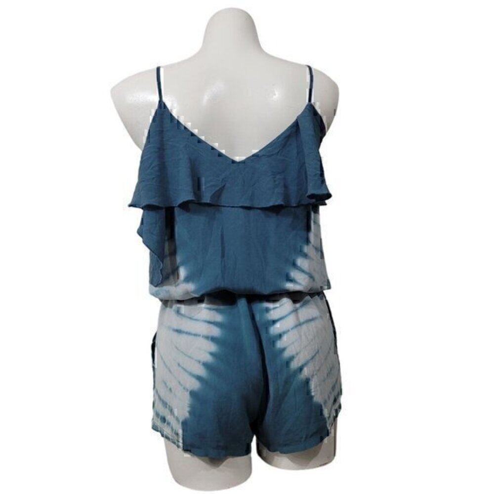 Chaser Silk Romper L Blue Tie Dye - Picture 6 of 10
